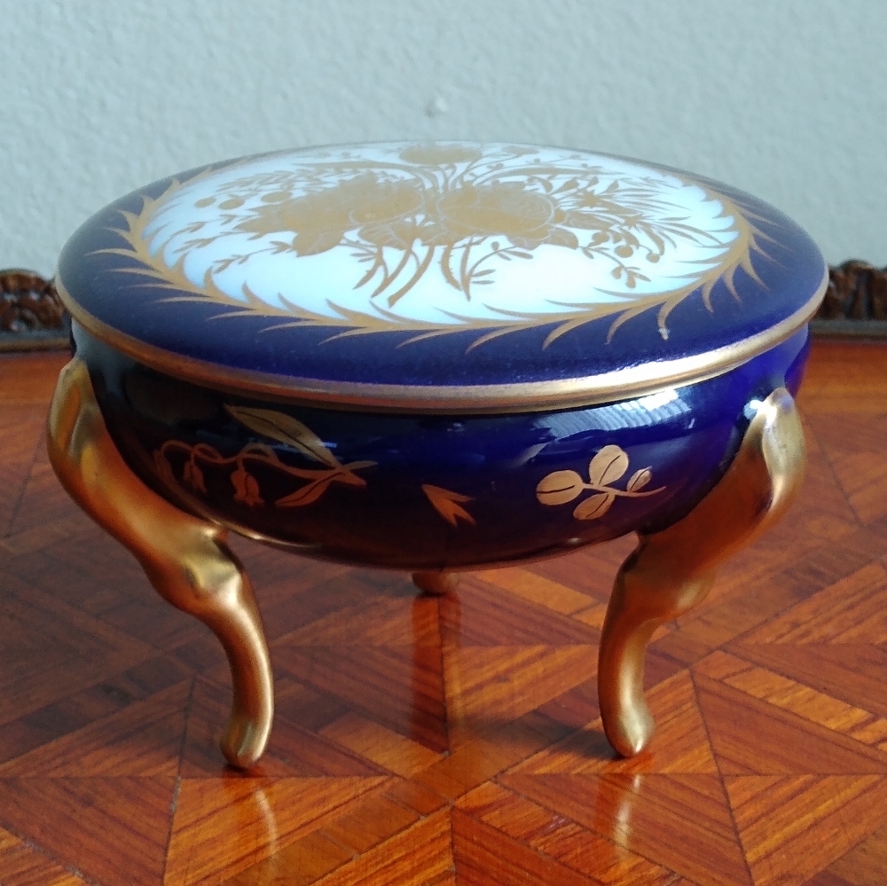 VTG. L. Yalade Limoges cobalt blue/22k gold gilt